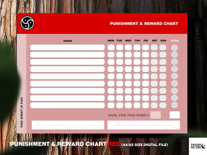 BDSM Punishment & Reward Chart (Red) Kinky Gift