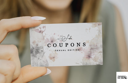 Kink Coupons Submissive "Sexual Edition" Floral Design - Kinky, Roleplay, Submissive, Voucher, Card, Fetish