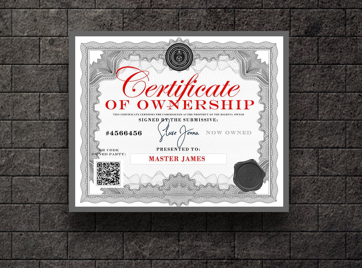 Kink Ownership Certificate Print & Sign Yourself Version | PDF (Printable)