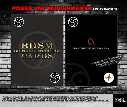 Kink GAME Cards Whatsapp & Print/Order Tasks "Punishment and Poses - Pack 1"