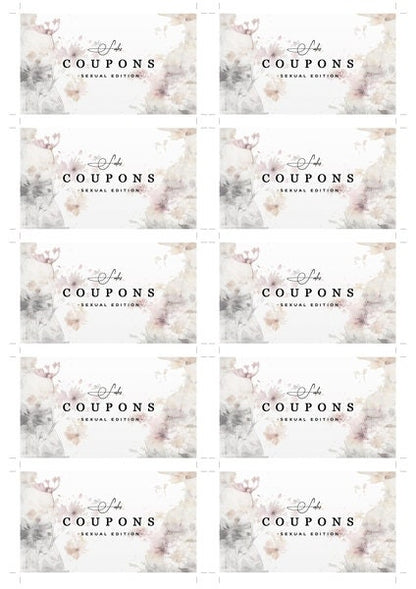 Kink Coupons Submissive "Sexual Edition" Floral Design - Kinky, Roleplay, Submissive, Voucher, Card, Fetish