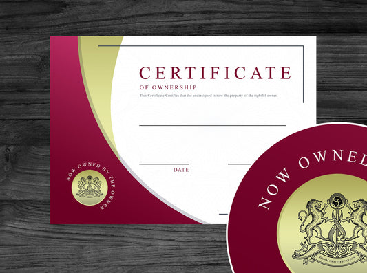 Kink Ownership Certificate Kink Modern Print & Sign Yourself Version | PDF (Printable)