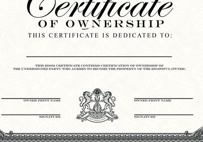 Kinky Ownership Certificate Kinky Print & Sign Yourself Version | PDF (Printable)