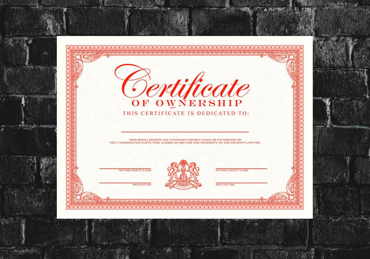 Kink Ownership Certificate Kink Print & Sign Yourself Version London Style | PDF (Printable)