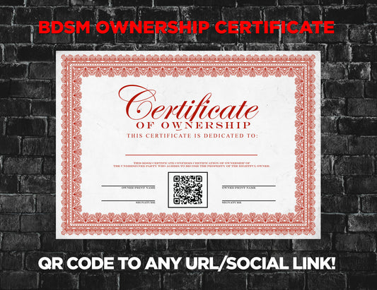 Kink Ownership Certificate Kink Print & Sign Yourself Custom qr link url | PDF (Printable)